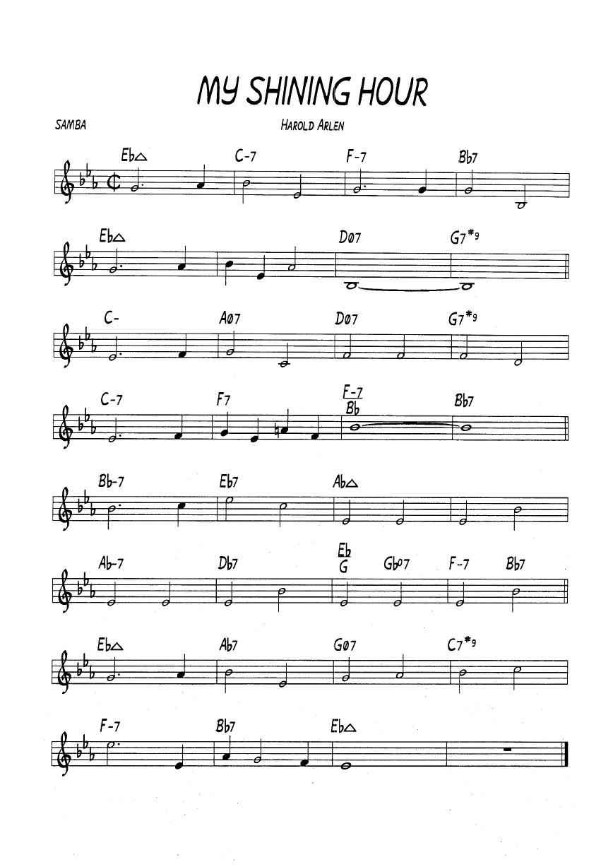 Ноты  джазового стандарта: My shining hour (Harold Arlen/Johnny Mercer)