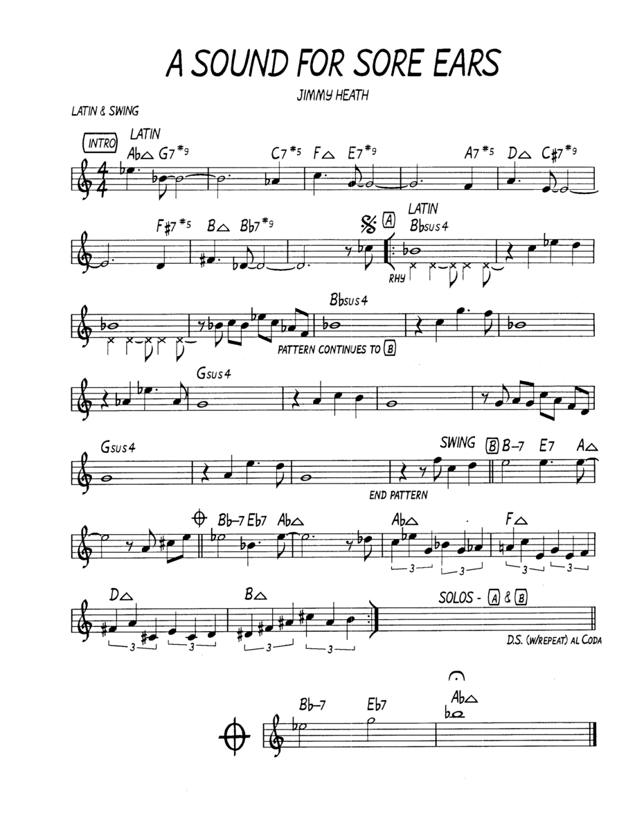 Ноты  джазового стандарта: A song for sore ears (Jimmy Heath)