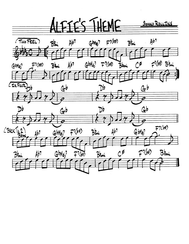 Ноты  джазового стандарта: Alfies theme (Sonny Rollins)