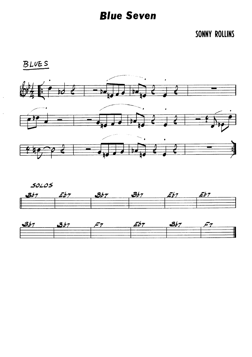 Ноты  джазового стандарта: Blue seven (Sonny Rollins)