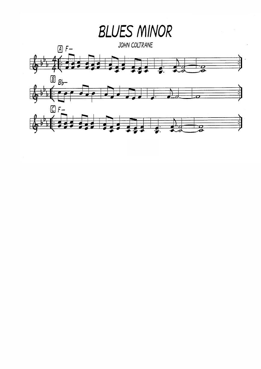 Ноты  джазового стандарта: Blues minor (John Coltrane)