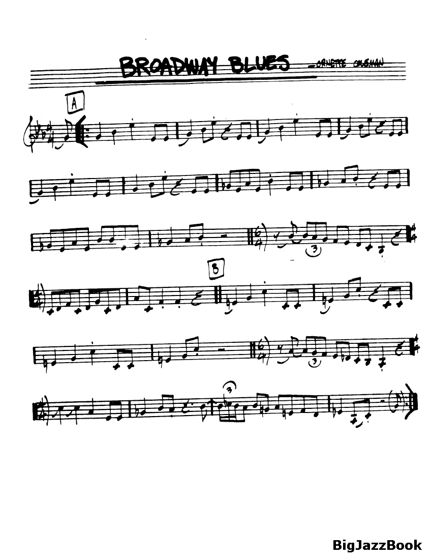 Ноты  джазового стандарта: Broadway blues (Ornette Coleman)