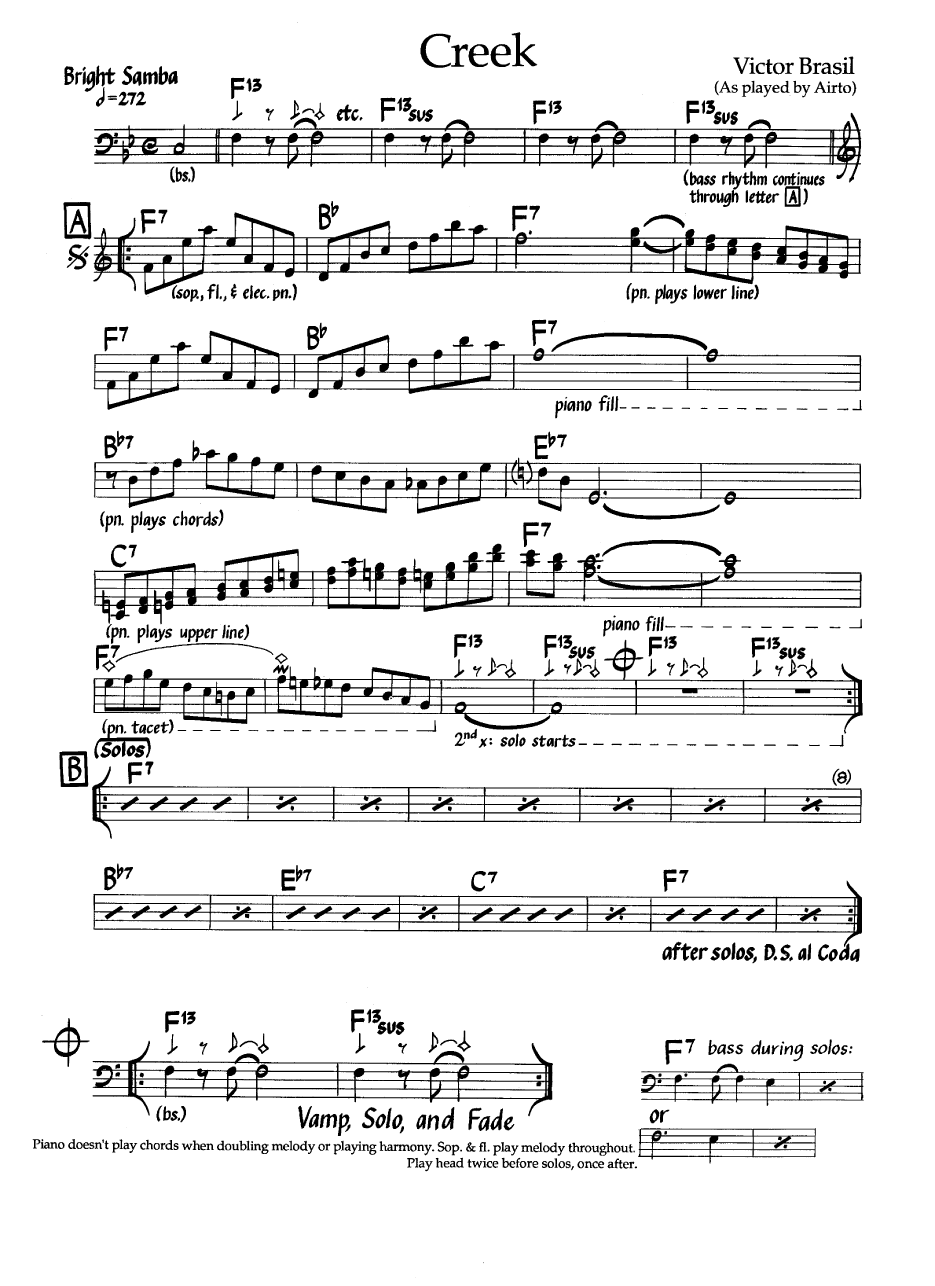 Ноты джазового стандарта: Creek (Victor Brasil)