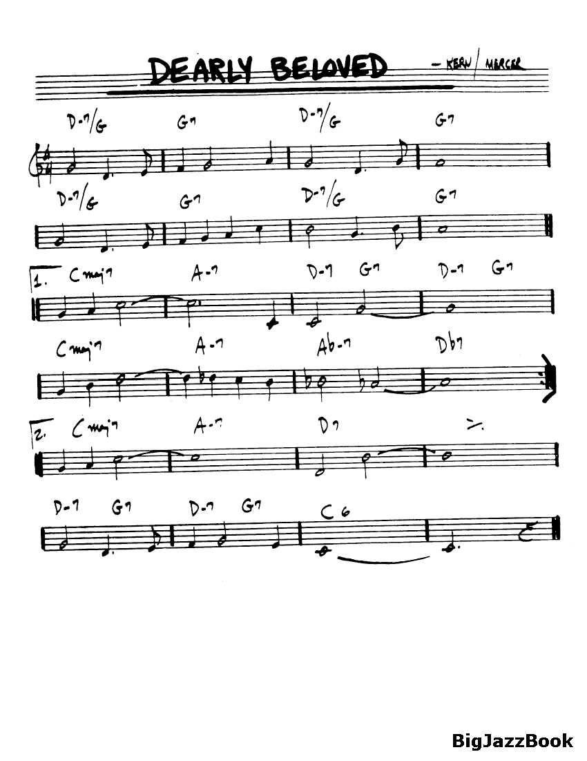 Ноты  джазового стандарта: Dearly beloved (Jerome Kern/Johnny Mercer)