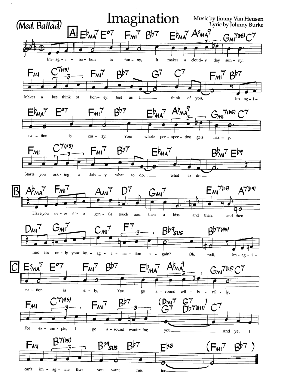 Ноты джазового стандарта: Imaginayion (Jimmy Van Heusen/Johnny Burke)