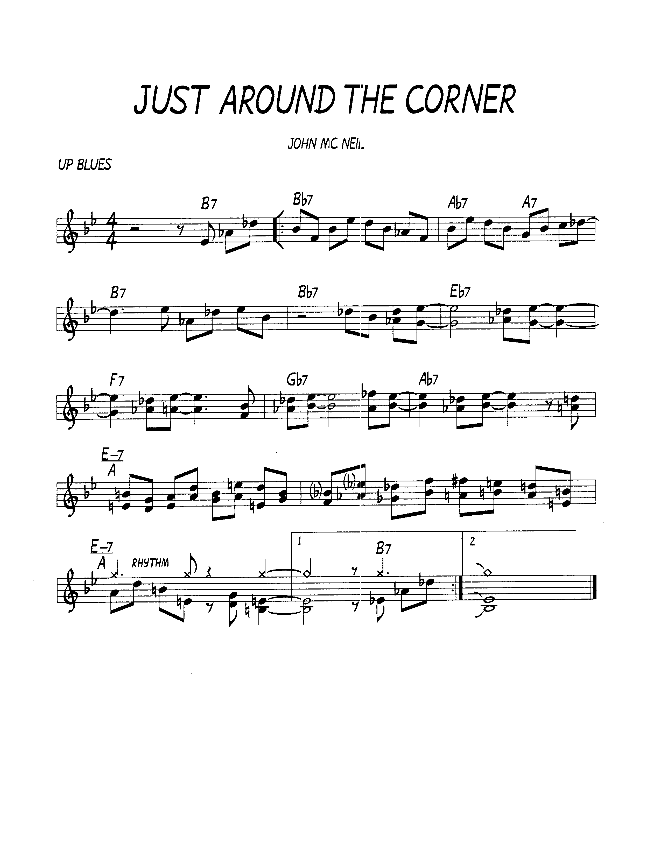 Ноты  джазового стандарта: Just around the corner (John McNeil)