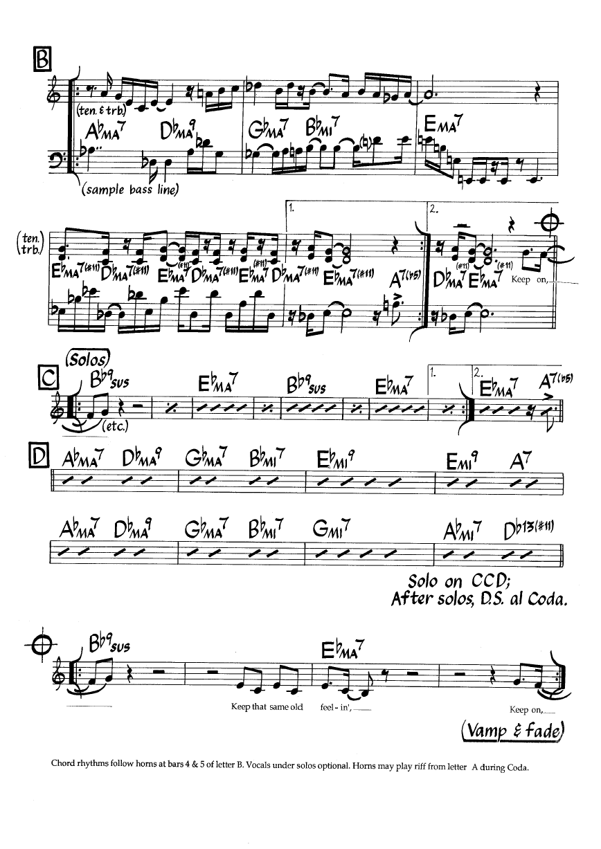 Ноты джазового стандарта: Keep that same old feeling (Wayne Henderson)