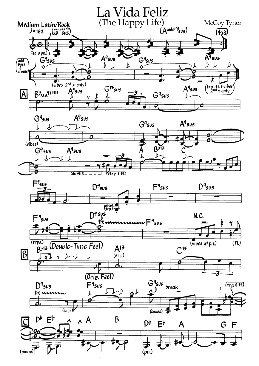Ноты джазового стандарта: La vida feliz (McCoy Tuner)