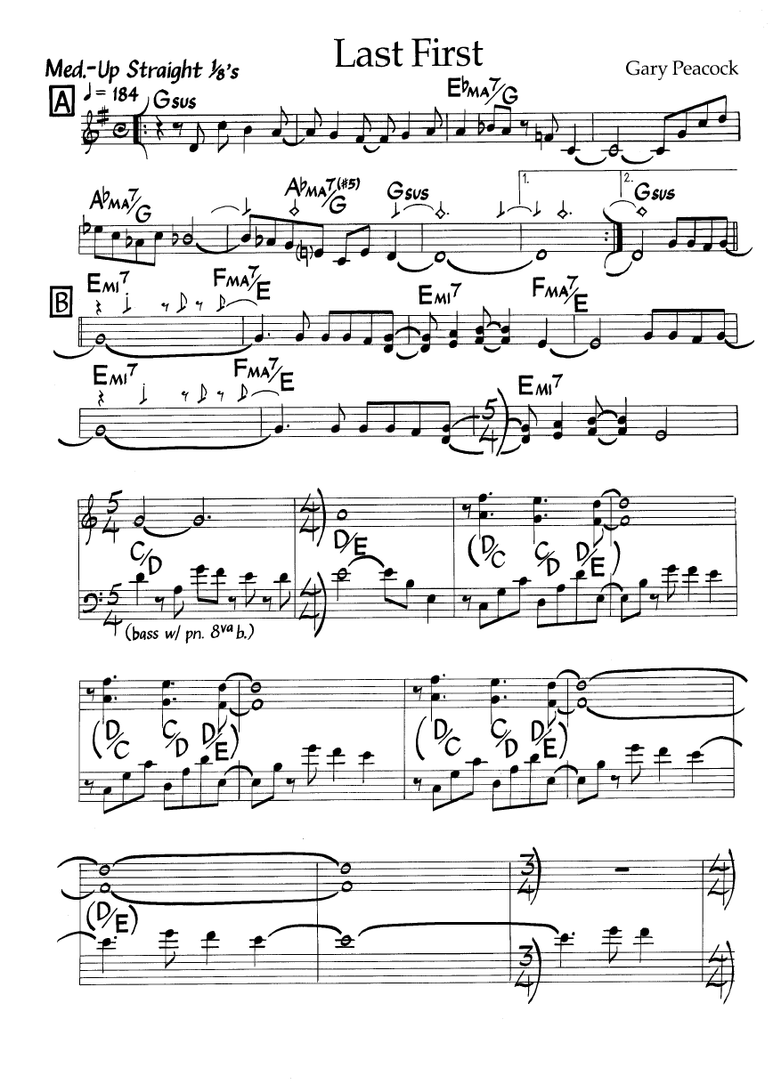 Ноты джазового стандарта: Last first (Gary Peacock)