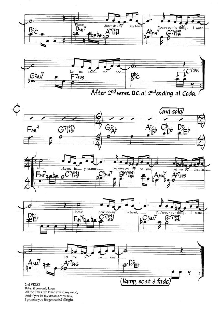 Ноты джазового стандарта: Let me be the one (Angela Bofill/Rick Suchow/Alan Palanker)