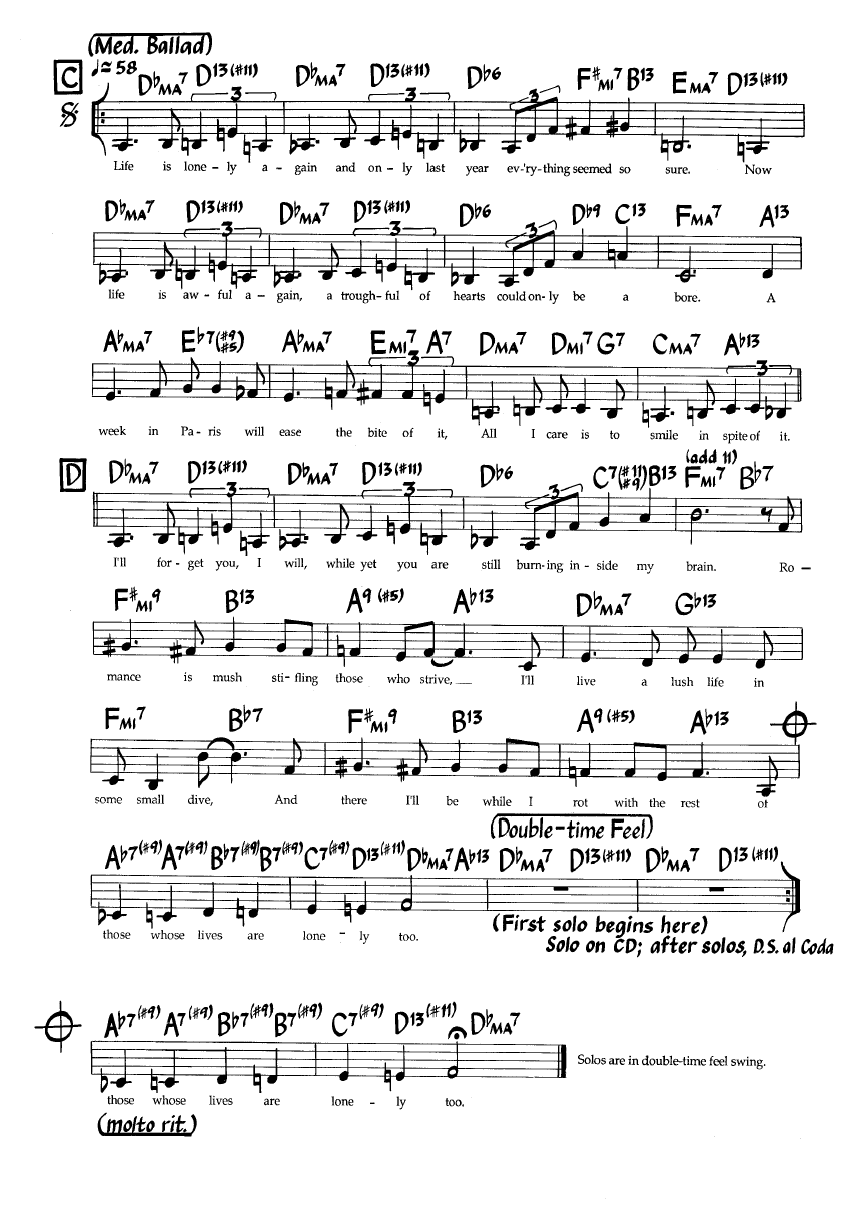 Ноты джазового стандарта: Lush life (Billy Strayhorn)