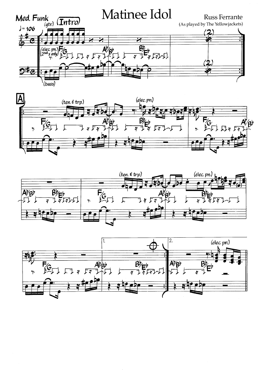 Ноты джазового стандарта: Matinee idol (Russ Ferrante)