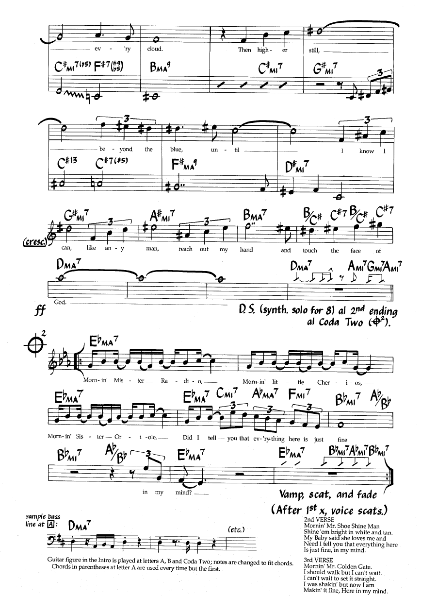 Ноты джазового стандарта: Mornin' (Al Jarreau/David Foster/Jay Graydon)