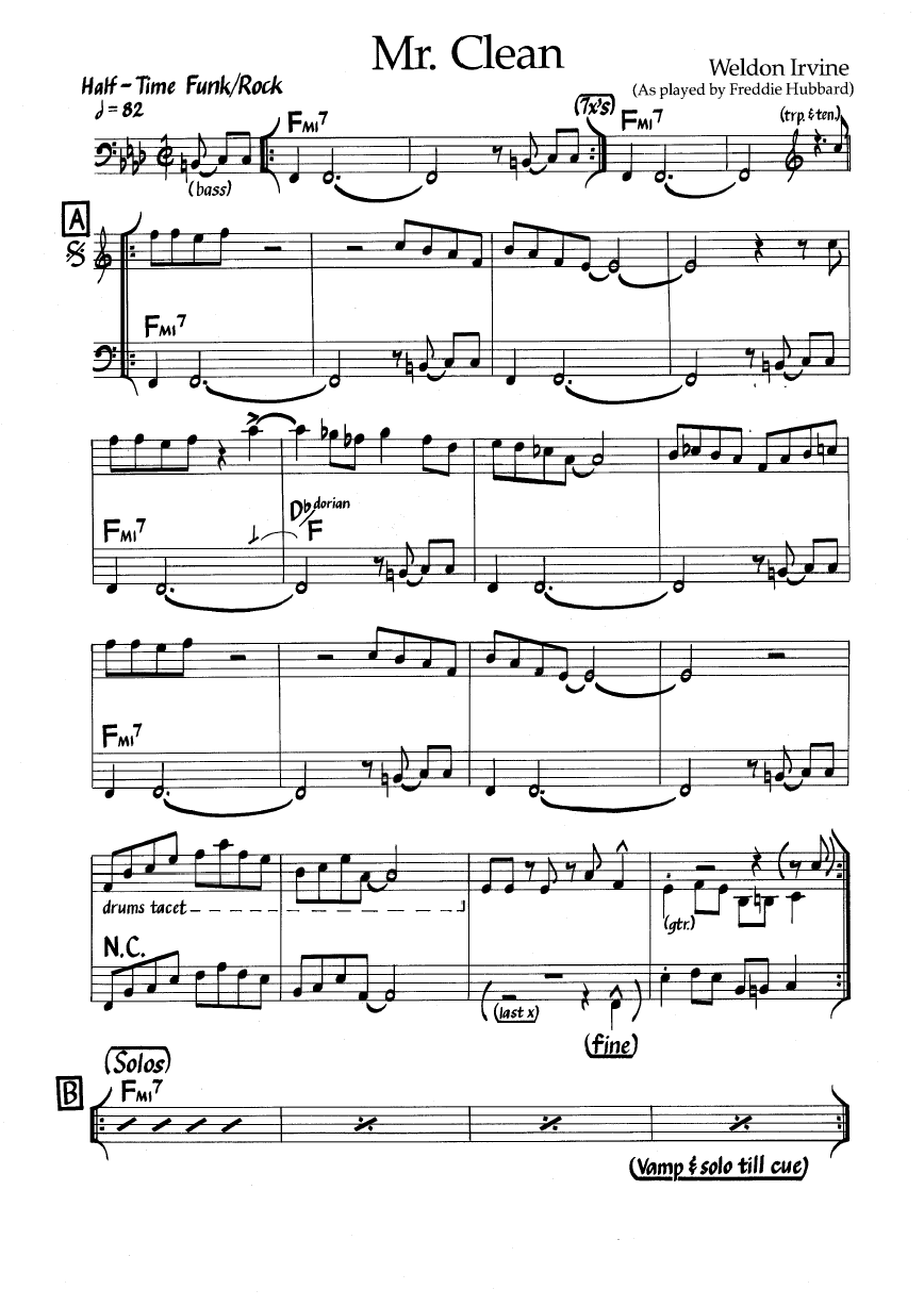 Ноты джазового стандарта: Mr. Сlean (Weldon Irvine)