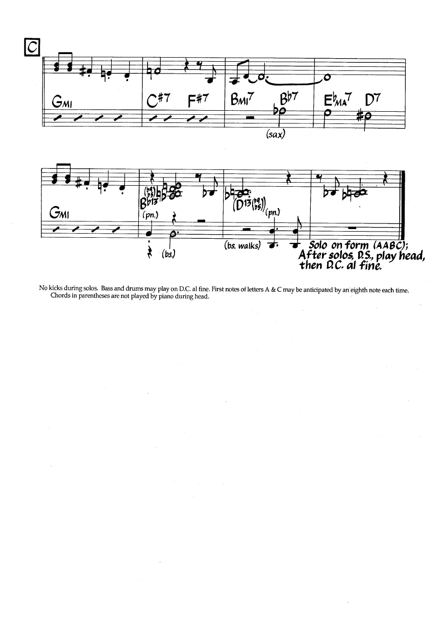 Ноты джазового стандарта: Off minor (Thelonious Monk)