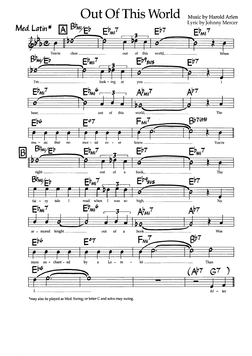 Ноты джазового стандарта: Out of this world (Harold Arlen/Johnny Mercer)