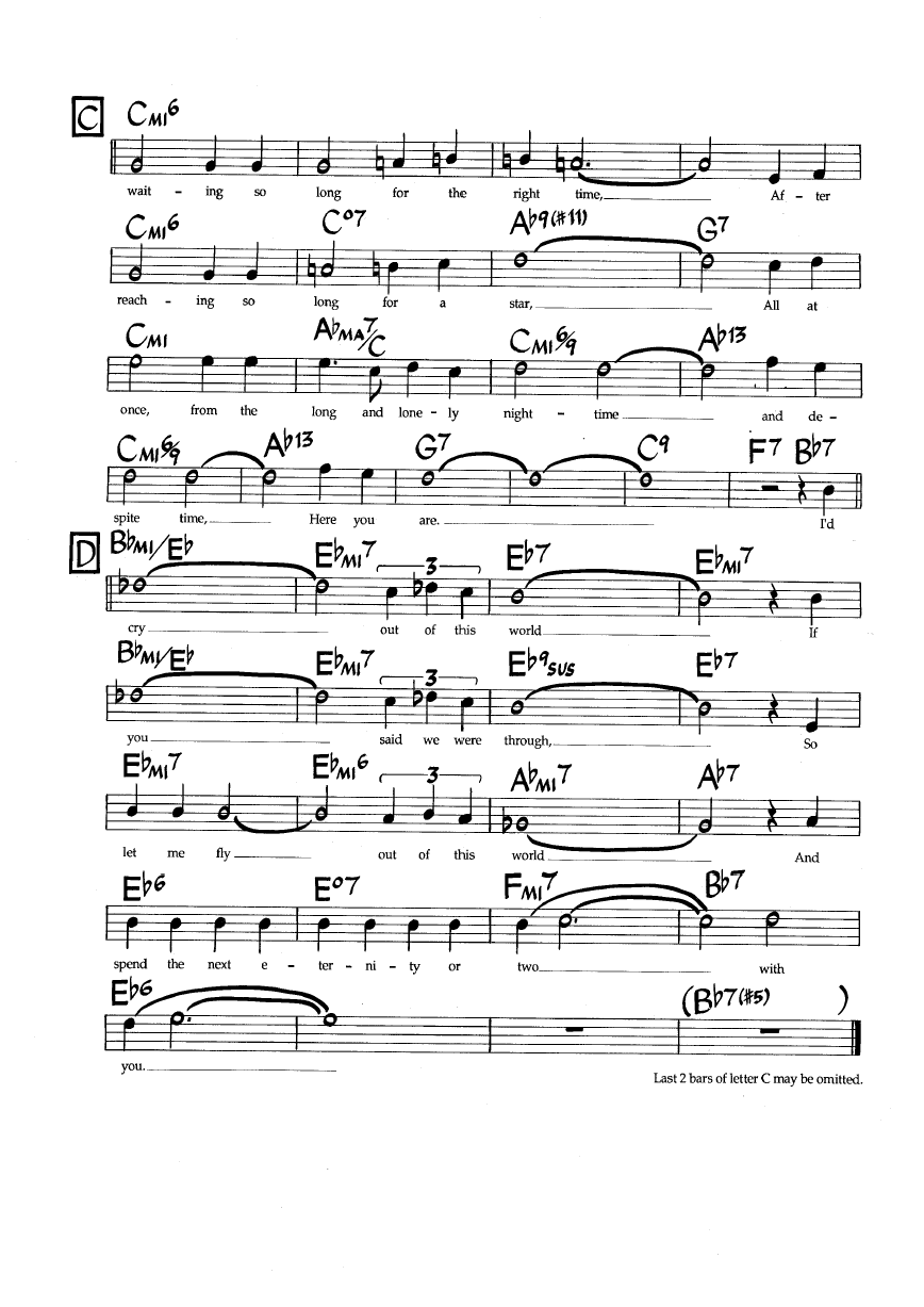 Ноты джазового стандарта: Out of this world (Harold Arlen/Johnny Mercer)