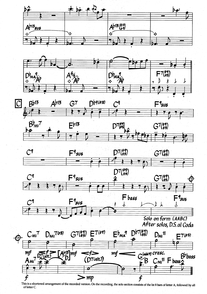 Ноты джазового стандарта: Papa lips (Bob Mintzer)