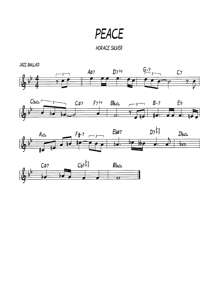 Ноты  джазового стандарта: Peace (Horace Silver)