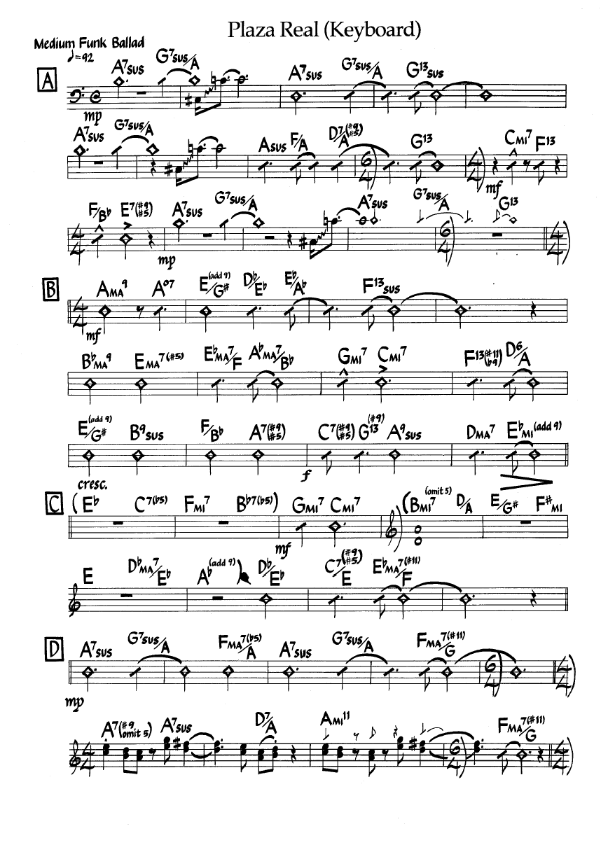 Ноты джазового стандарта: Plaza real (Wayne Shorter)