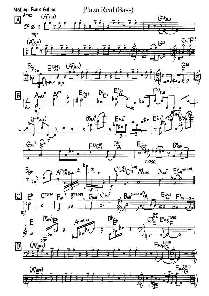 Ноты джазового стандарта: Plaza real (Wayne Shorter)