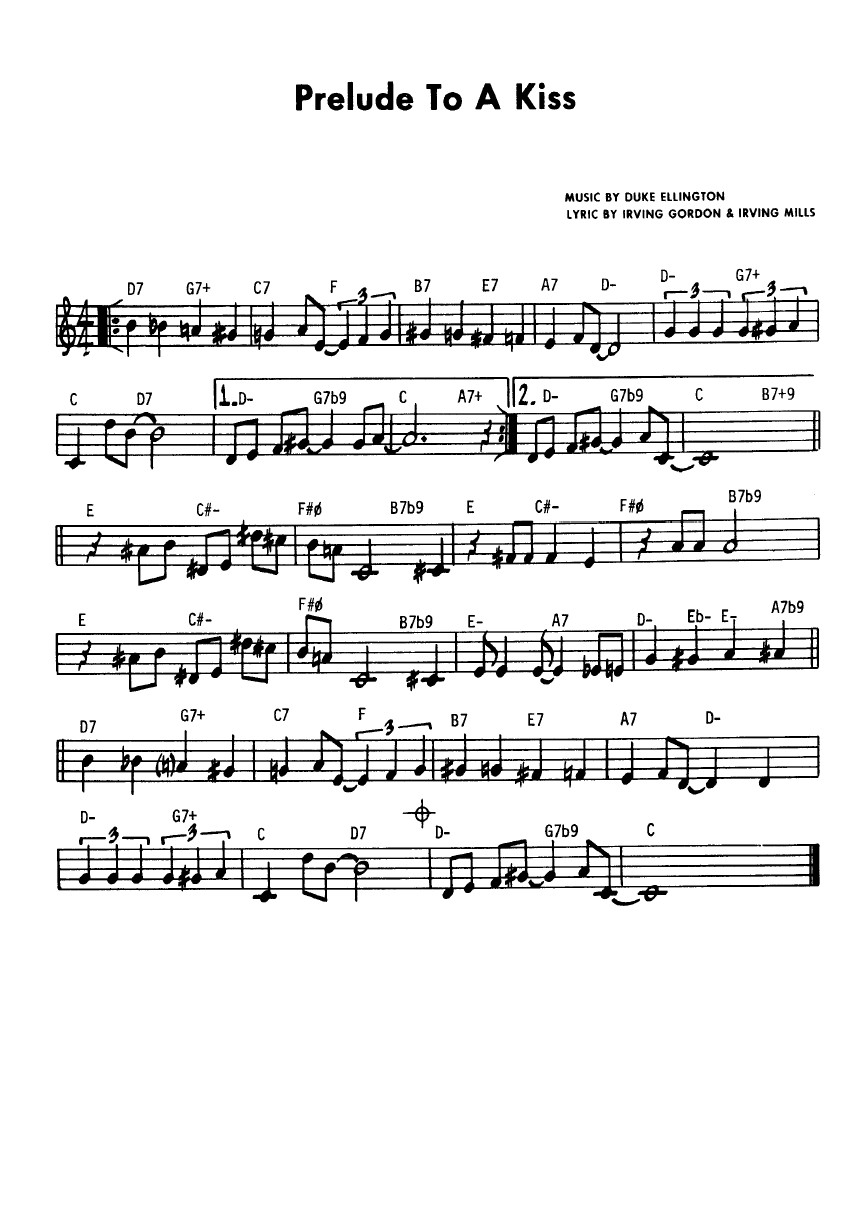 Ноты  джазового стандарта: Prelude to a kiss (Duke Ellington/Irving gordon/Irving Mills)