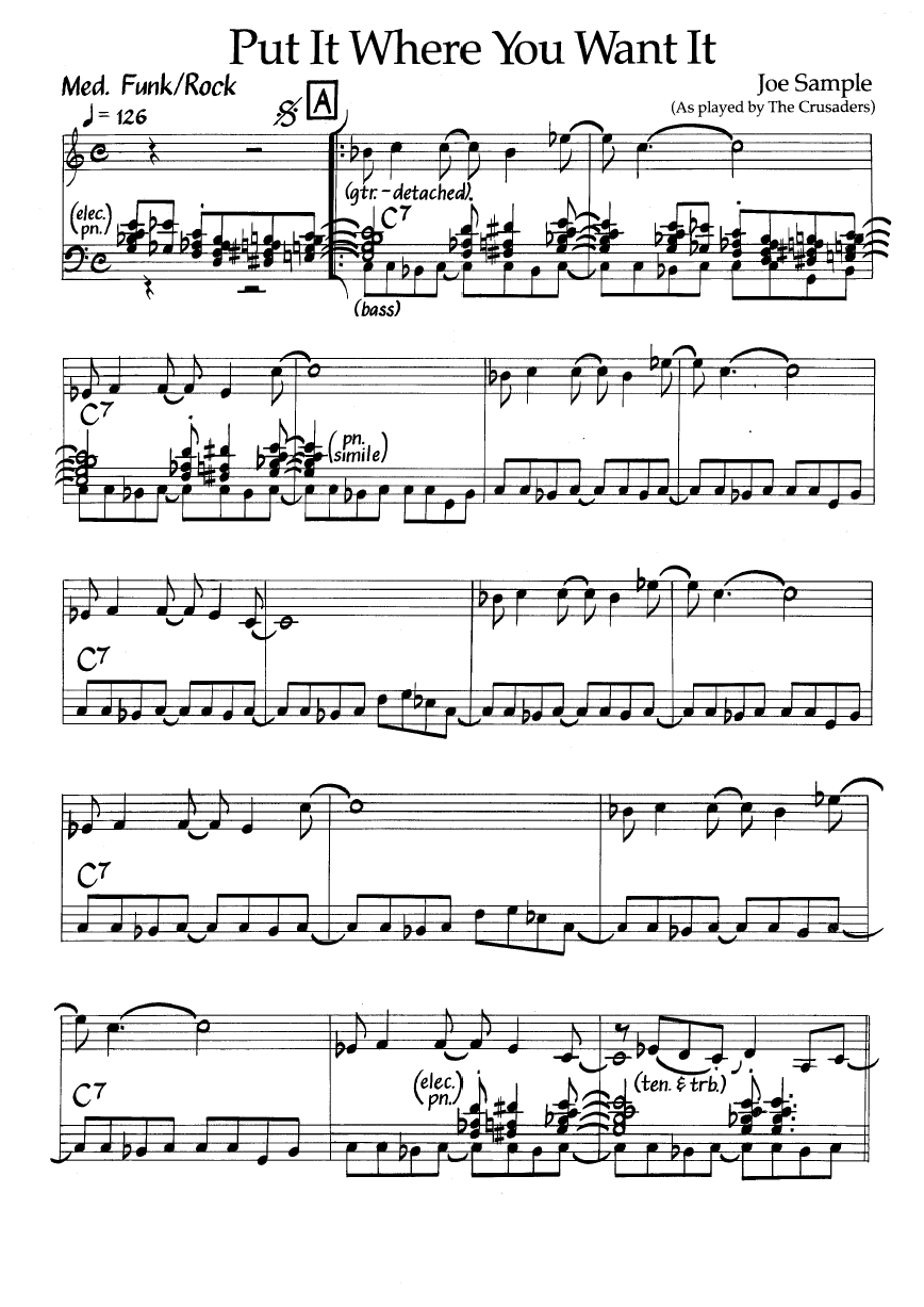 Ноты джазового стандарта: Put it where you want it (Joe Sample)