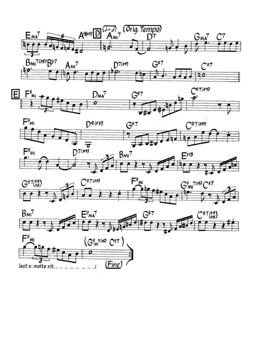 Ноты джазового стандарта: Reincarnation of a lovebird (Charles Mingus)