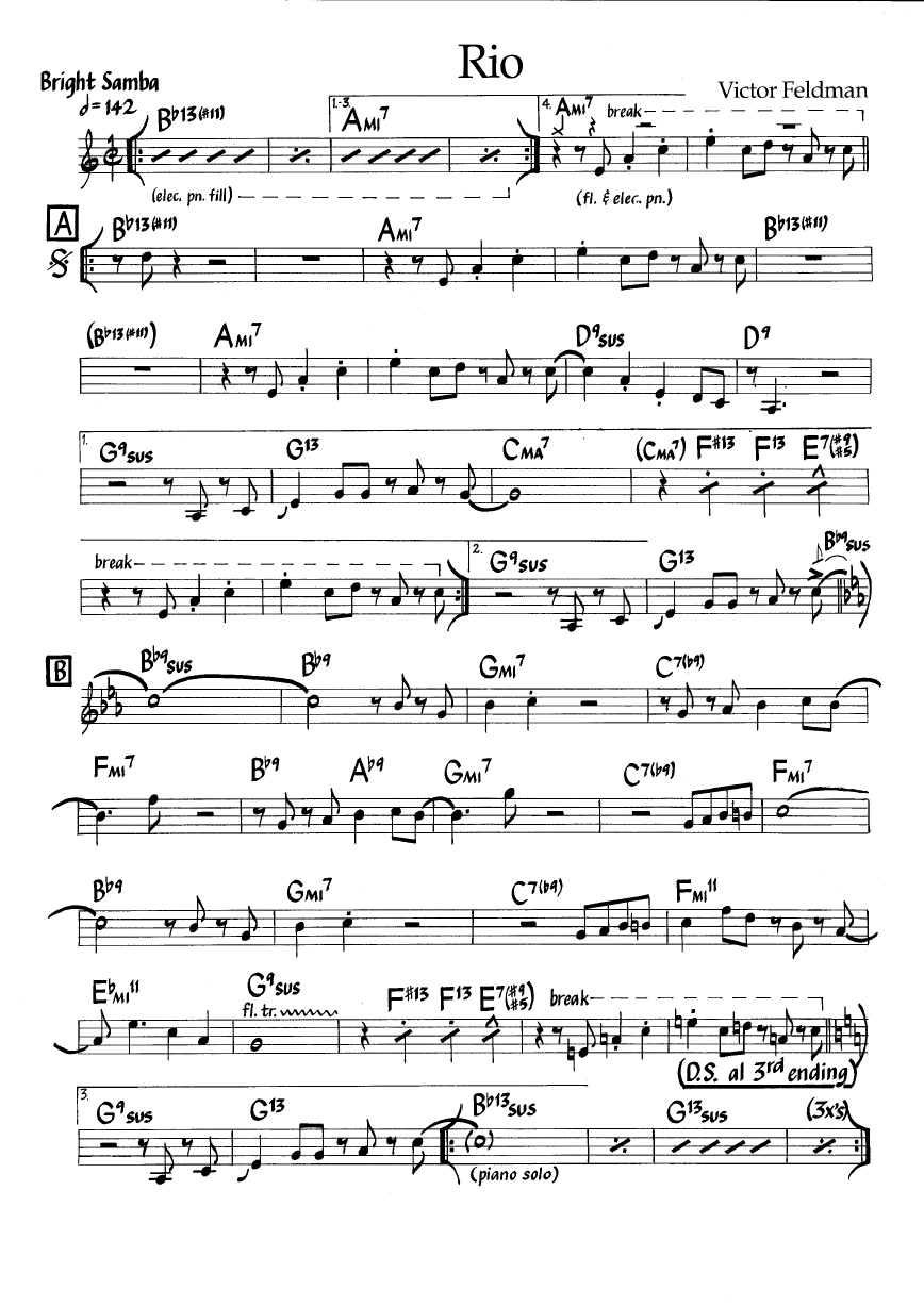 Ноты джазового стандарта: Rio (Victor Feldman)