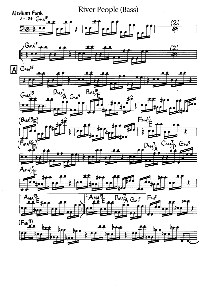 Ноты джазового стандарта: River people (Jaco Pastorius)