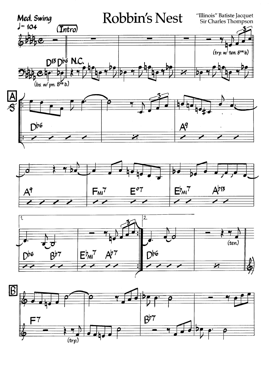 Ноты джазового стандарта: Robbin's nest (