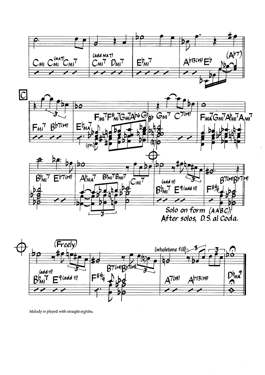 Ноты джазового стандарта: Ruby, my dear (Thelonious Monk)