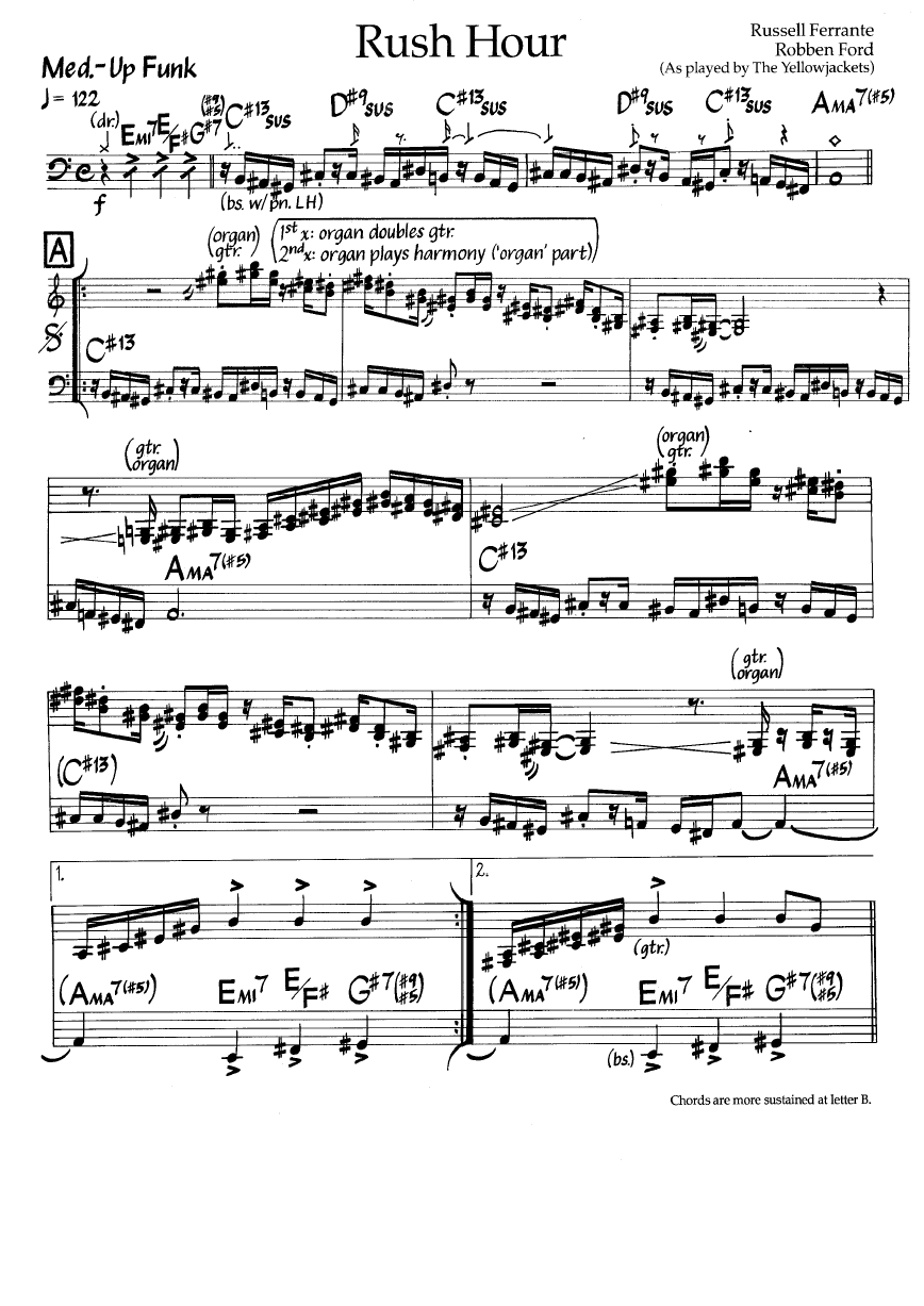Ноты джазового стандарта: Rush hour (Russell Ferrante)