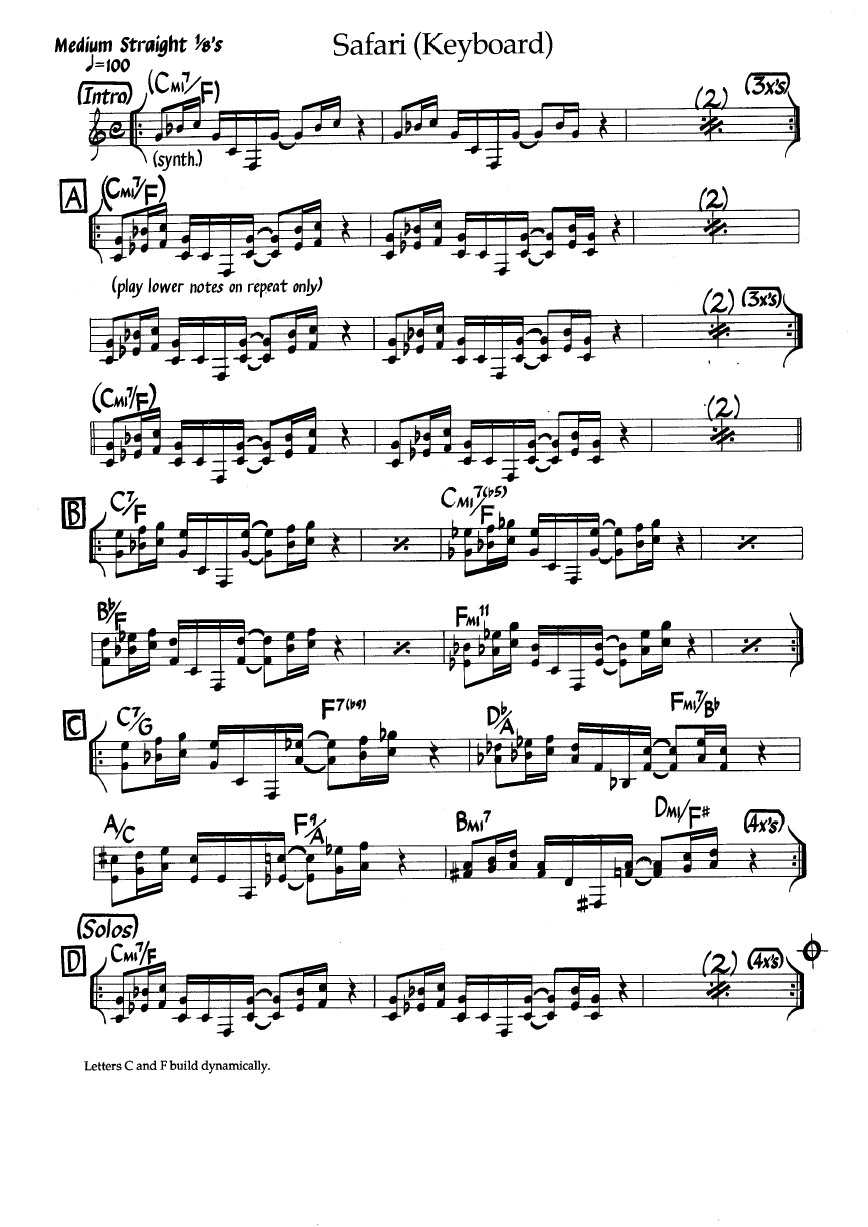 Ноты джазового стандарта: Safari (Michael Brecker)