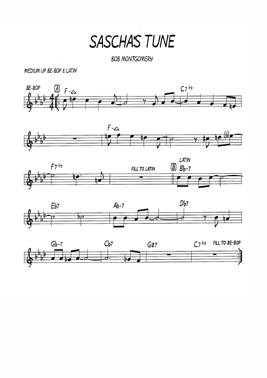 Ноты  джазового стандарта: Sascha's tune (Bob Montgomery)