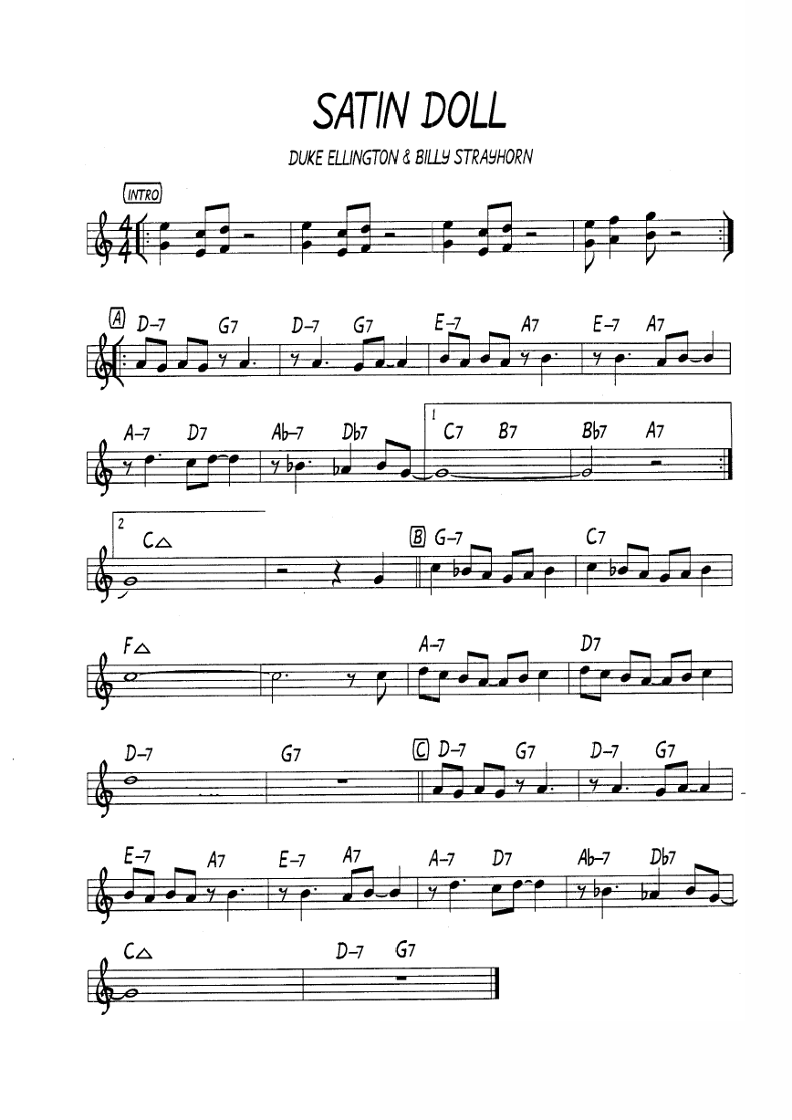 Ноты  джазового стандарта: Satin doll (B.Strayhorn/D.Ellington/J.Mercer)