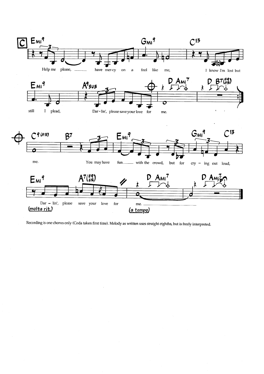 Ноты джазового стандарта: Save your love for me (Buddy Johnson)