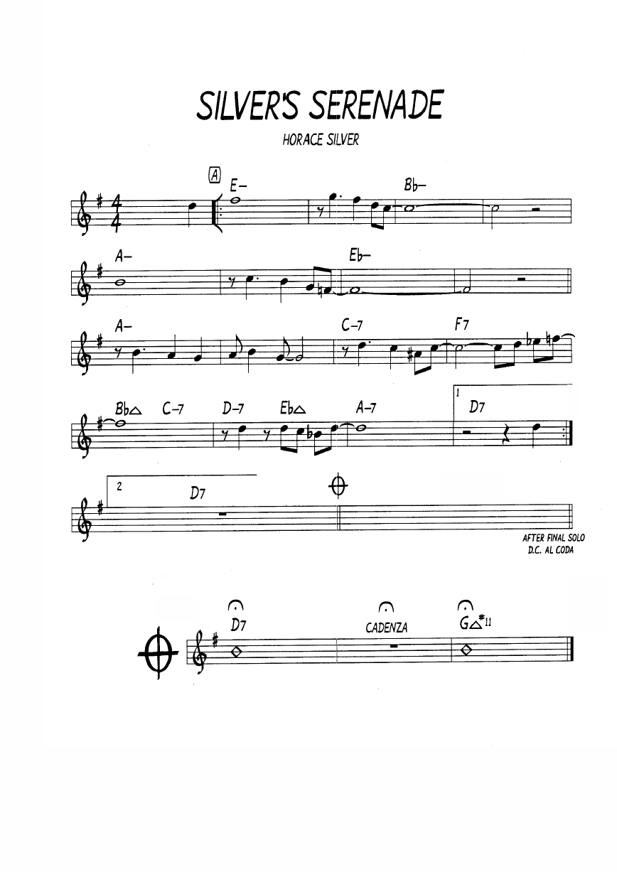 Ноты  джазового стандарта: Silver's serenade (Horace Silver)