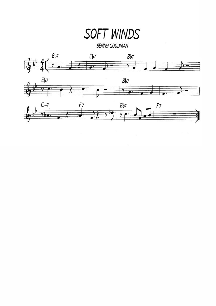 Ноты  джазового стандарта: Soft winds (Benny Goodman)