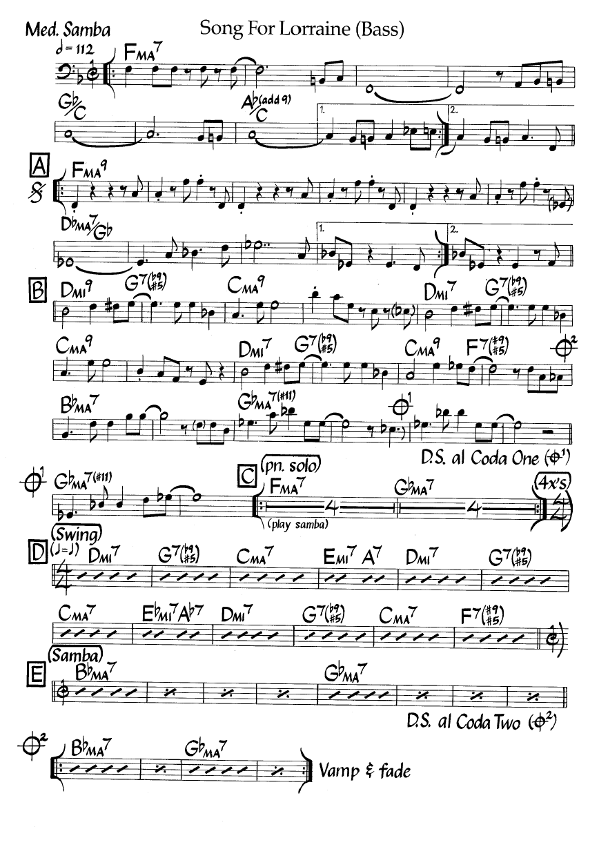 Ноты джазового стандарта: Song for lorraine (Jay Beckenstein)