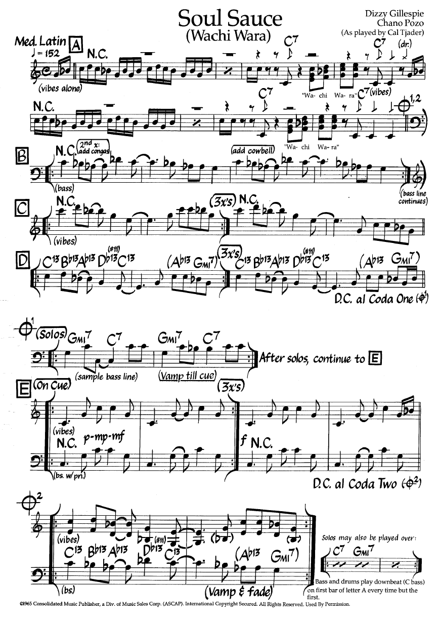 Ноты джазового стандарта: Soul sauce (Dizzy Gillespie/Chano Pozo)