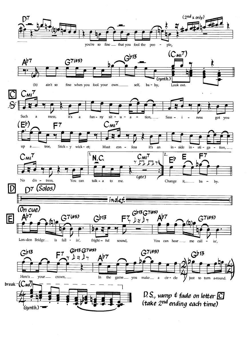 Ноты джазового стандарта: Sticky wicket (Al Jarreau/Jay graydon/Greg Phillingandes)