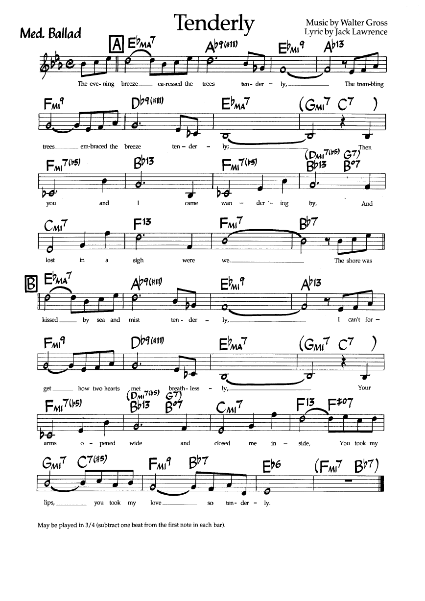 Ноты джазового стандарта: Tenberly (Walter Gross/Jack Lawrence)