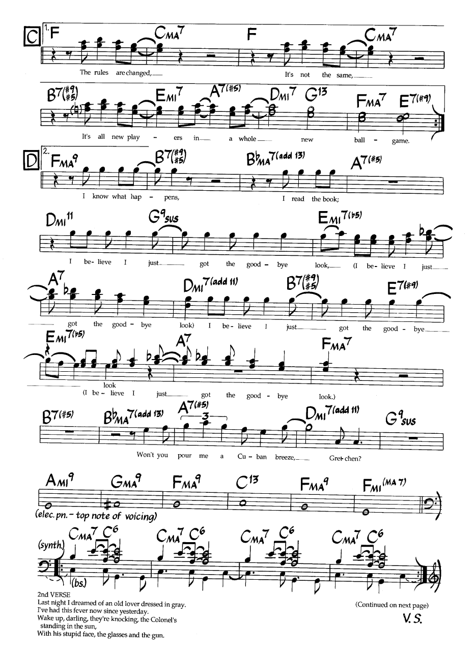 Ноты джазового стандарта: The goodbye look (Donald Fagen)