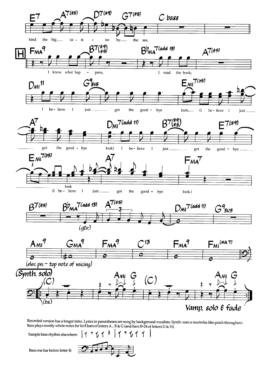 Ноты джазового стандарта: The goodbye look (Donald Fagen)