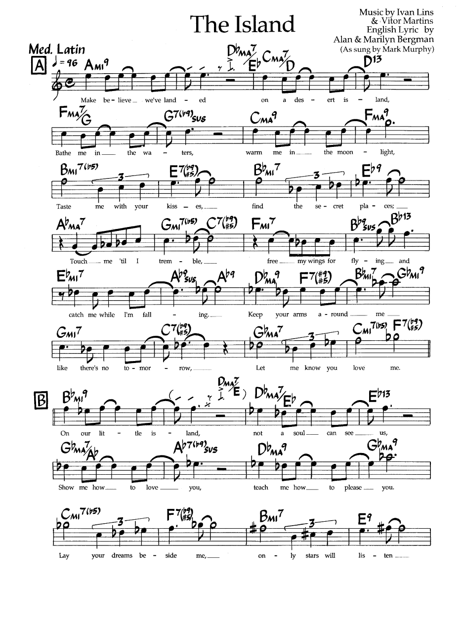 Ноты джазового стандарта: The island (Ivan Lins/Vitor Martins)