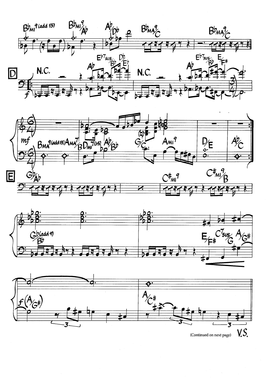 Ноты джазового стандарта: The three marias (Wayne Shorter)