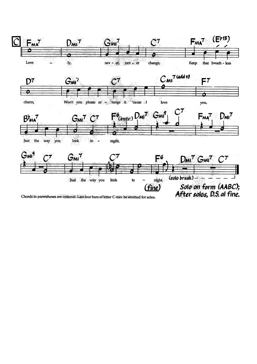 Ноты джазового стандарта: The way you look tonight (Jerome Kern/Doroty Fields)