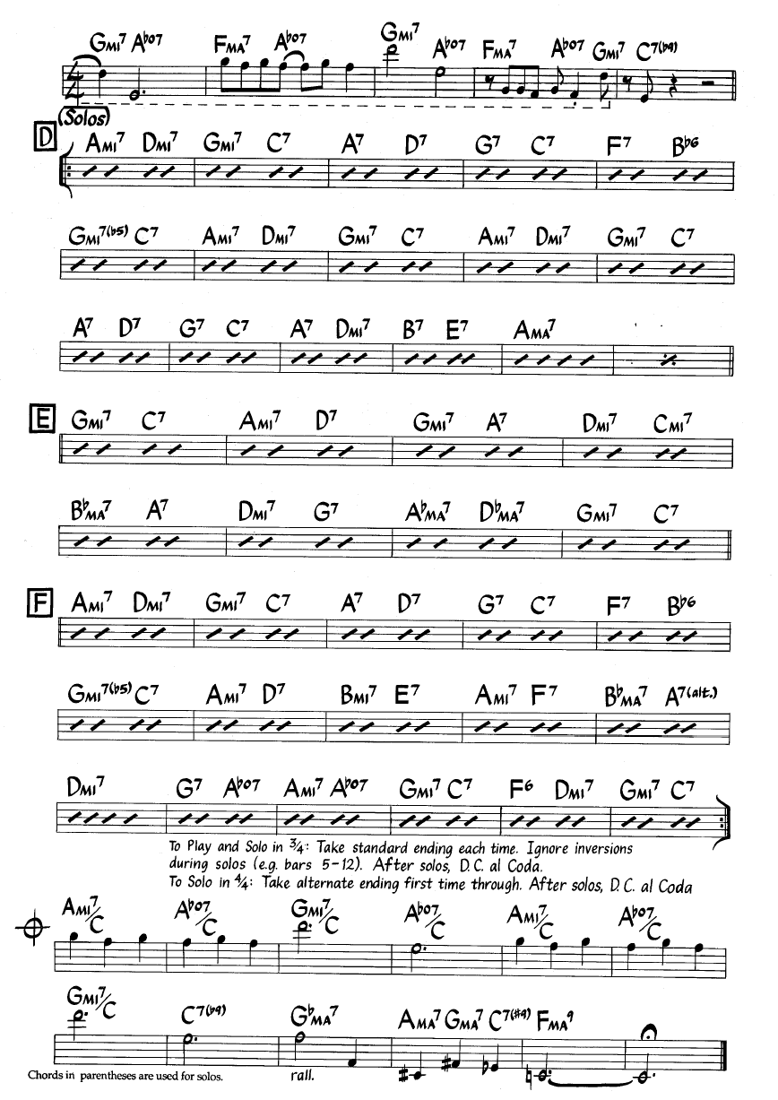 Ноты джазового стандарта: Waltz for debby (Bill Evans)