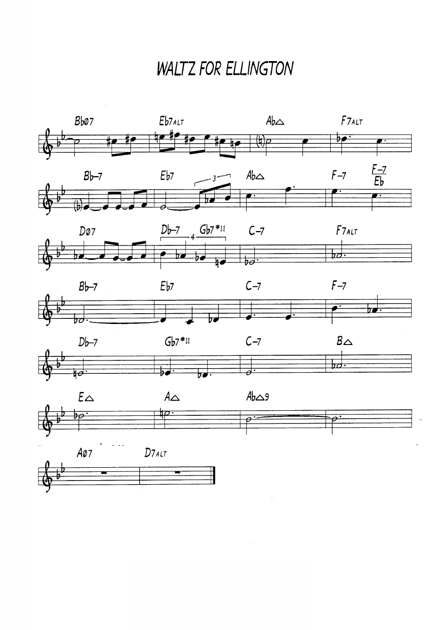 Ноты  джазового стандарта: Waltz for ellington (Jeff Jenkins)